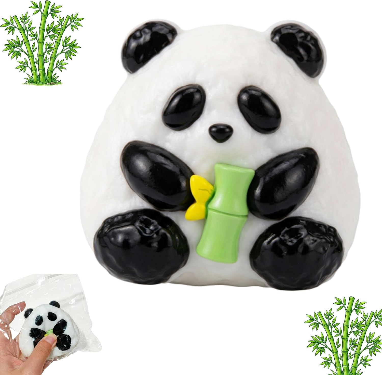 Single panda squishy holding bamboo