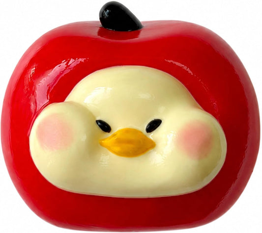 Apple chick squishy in a glossy red apple shell