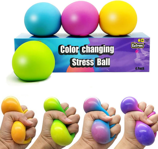 Color changing mesh squishy ball 4 pack stress relief toy