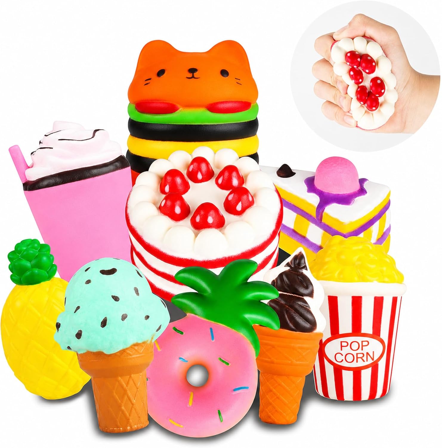 Jumbo hamburger squishy 9-pack slow rising kawaii food squishies