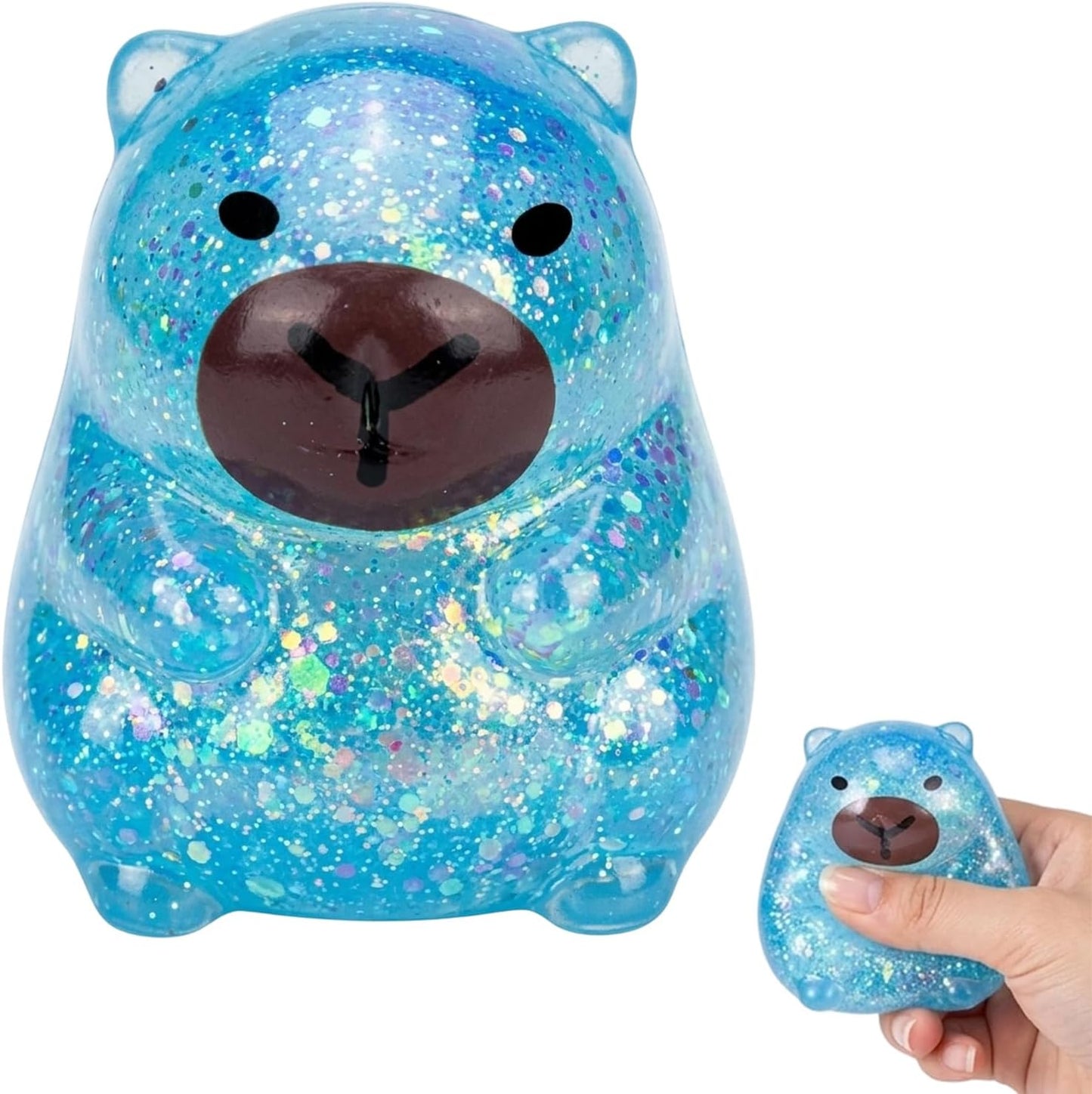 Jumbo blue glitter capybara squishy slow rising squeeze ball