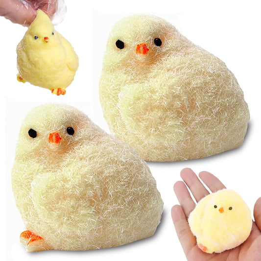 Cream chick squishy 2 pack, soft fuzzy slow rising squeeze toy