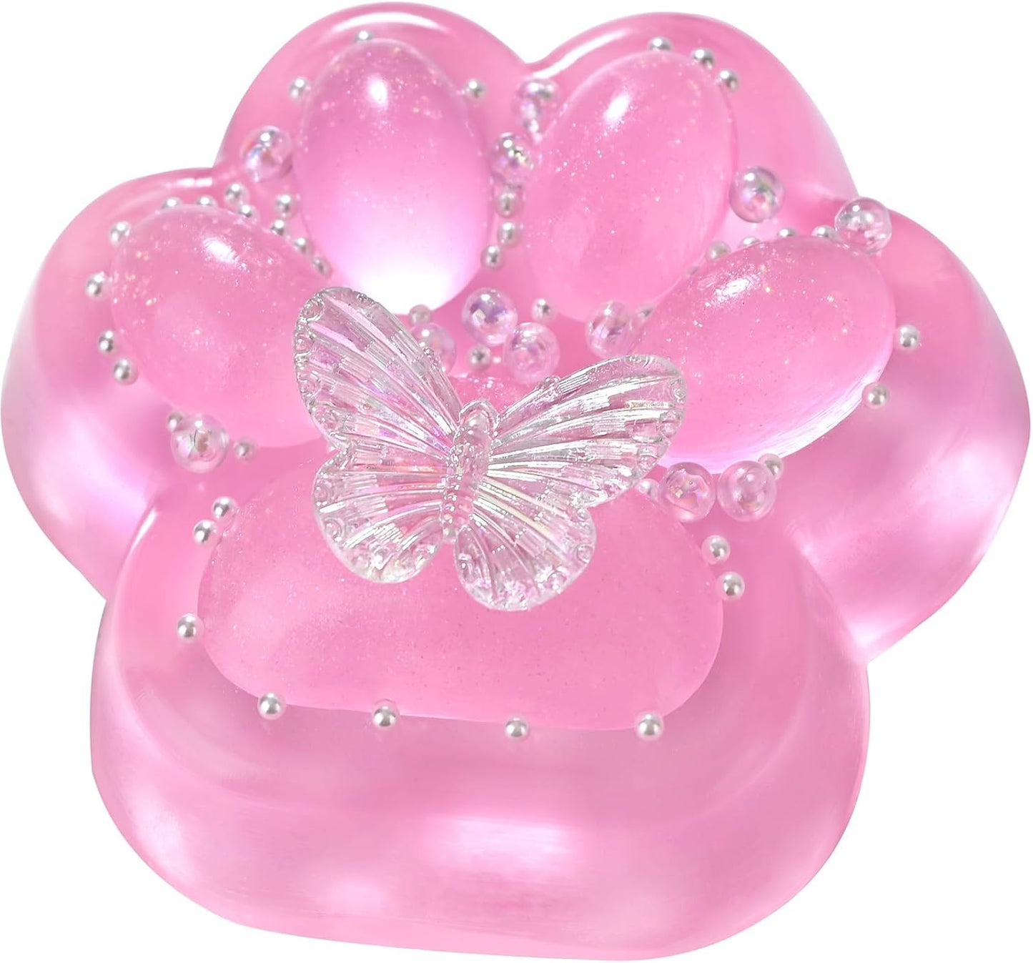 Translucent pink butterfly cat squishy paw