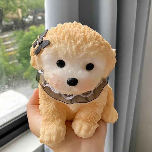 Jumbo golden doodle dog squishy with lace bow collar