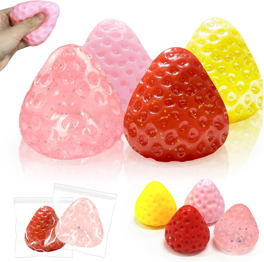 4 pack strawberry squishy slow rising squeeze stress relief set