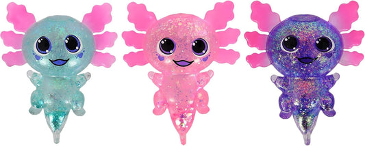 3 color axolotl squishy set mini glitter squeeze trio