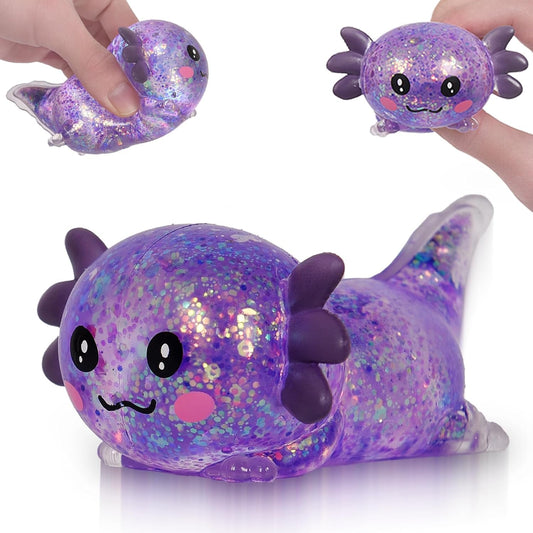Mochi purple axolotl squishy lay down slow rising toy