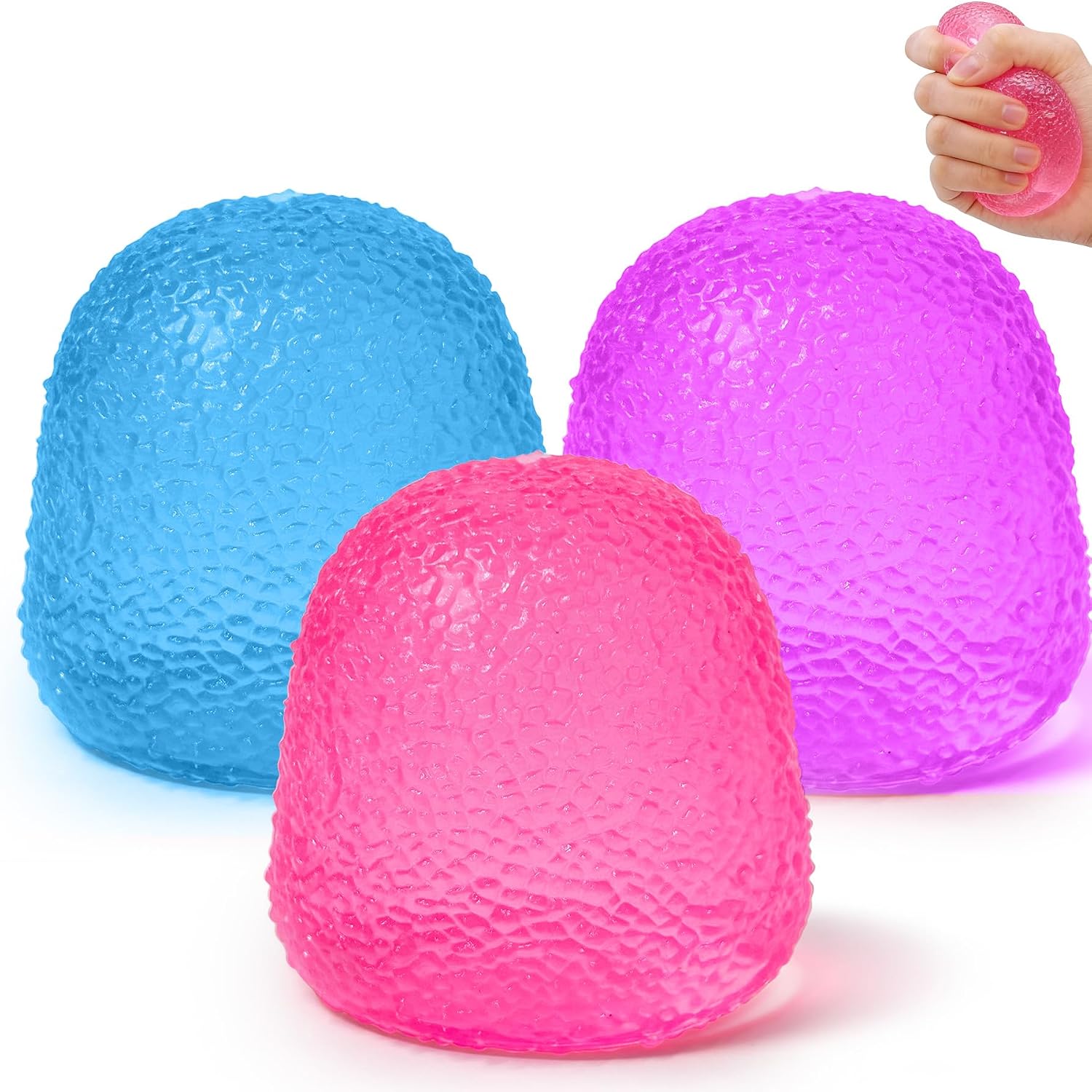 Three gumdrop candy squishy solid squeeze balls