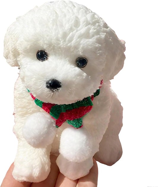 Fluffy white puppy dog squishy with scarf