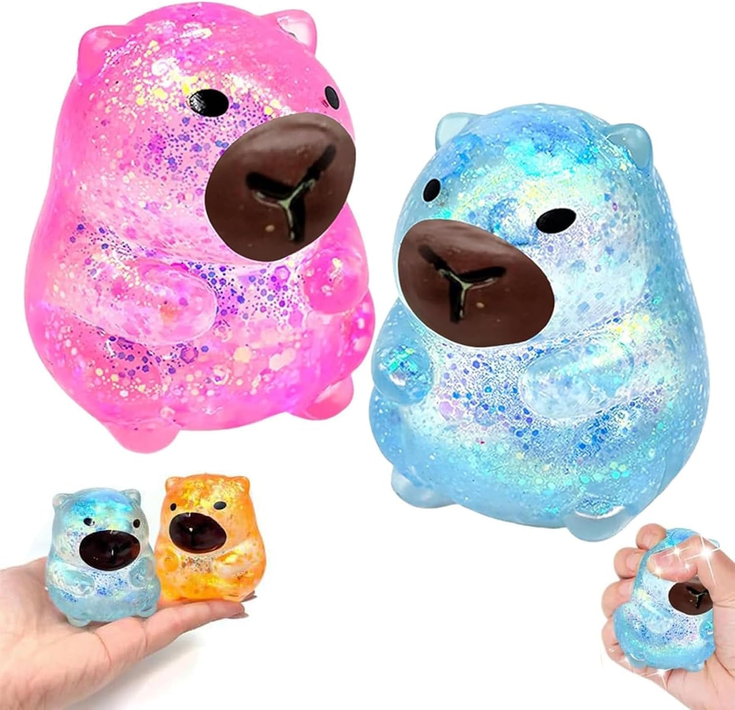 2 pack pink and blue capybara squishy slow rising stress toys