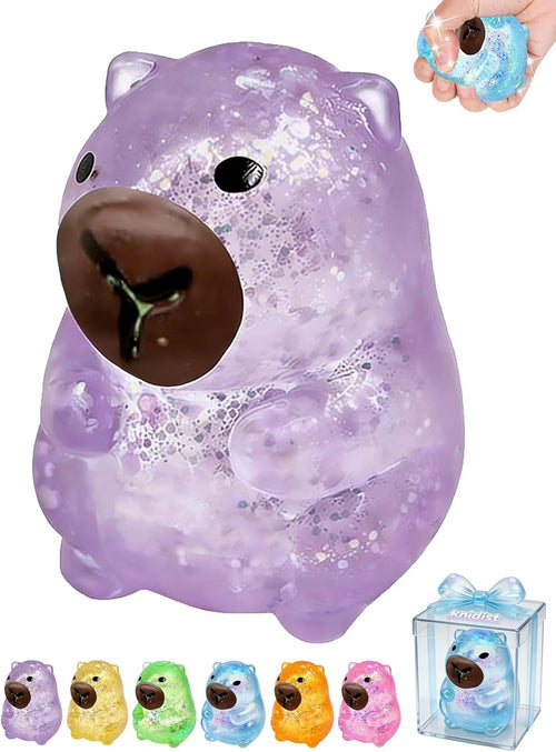 Purple glitter capybara squishy slow rising fidget toy