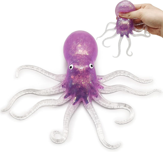 Purple jumbo octopus squishy soft squeeze stress toy