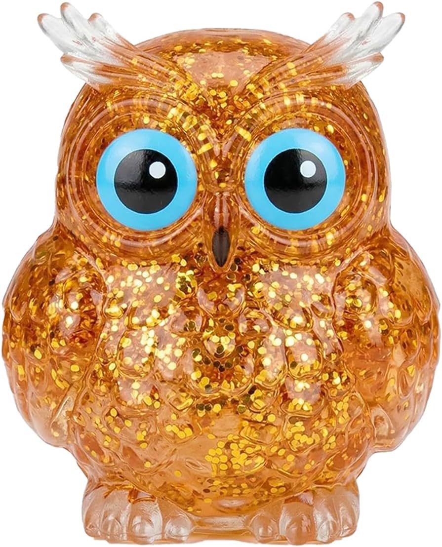 Honey amber glitter owl squishy slow rising fidget toy