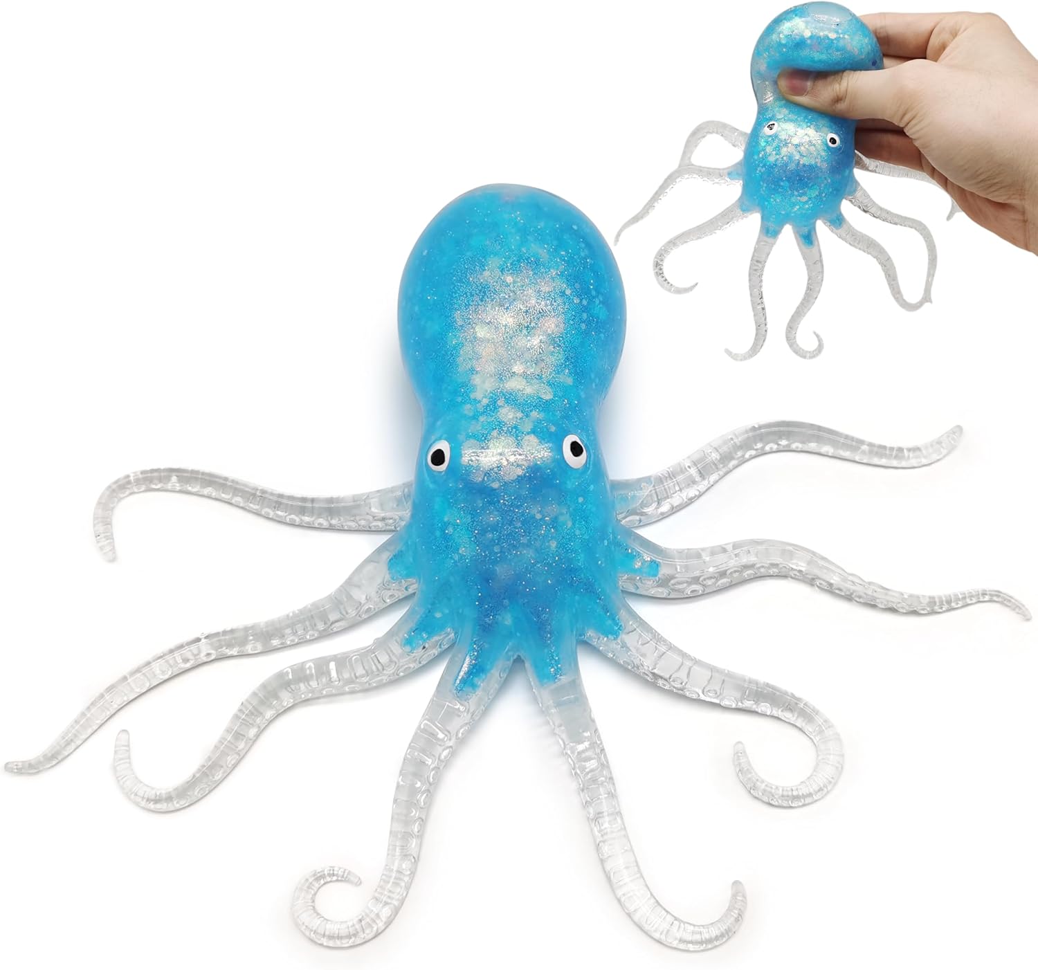 Blue jumbo octopus squishy sensory stress toy