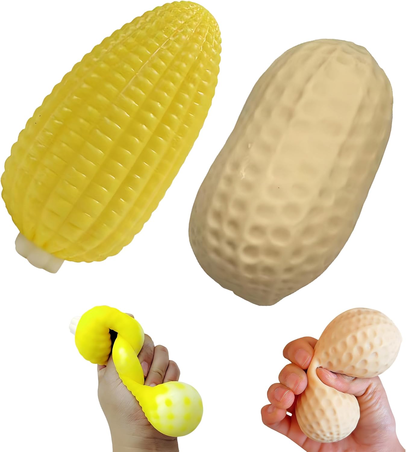 Slow rising corn squishy and peanut duo sensory toys