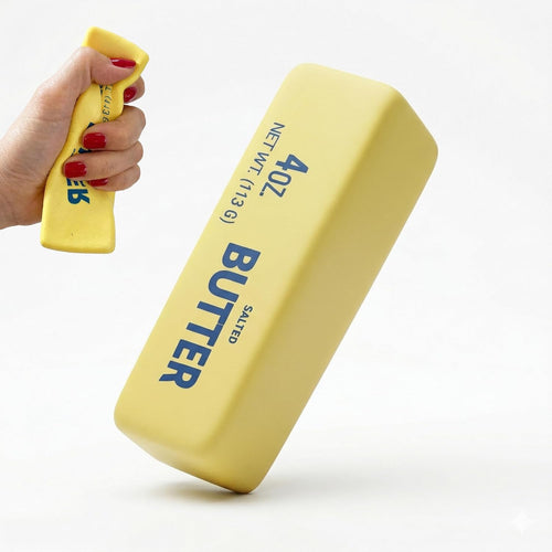 Yellow butter stick squishy stress ball soft squeeze toy