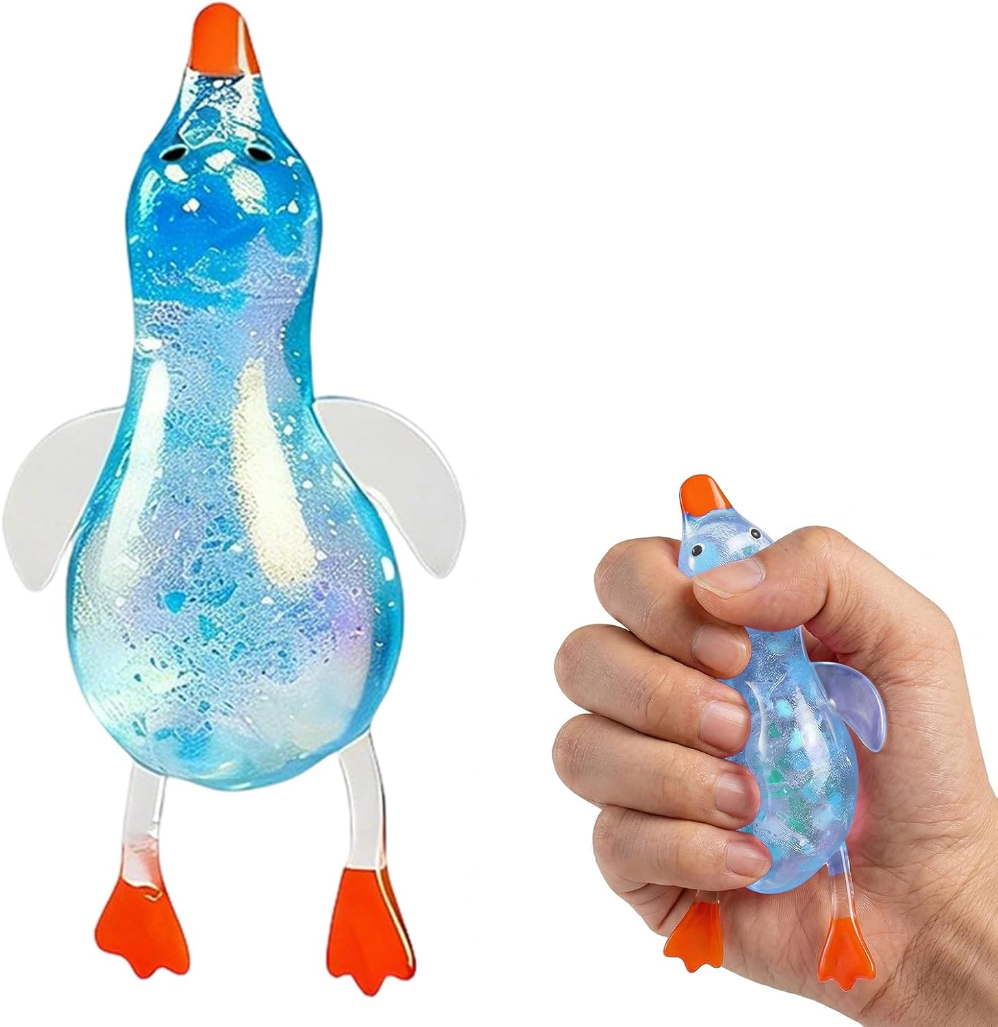 Blue glitter duck squishy sparkly slow rising toy