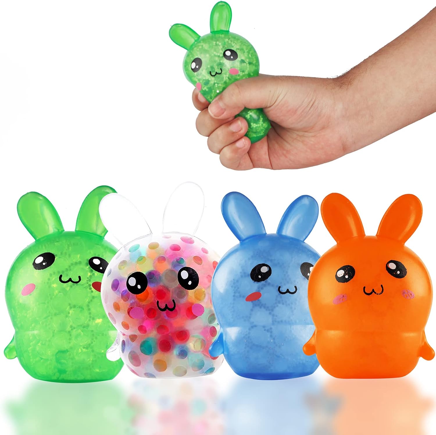 Water bead bunny squishy 4 pack squeeze stress ball