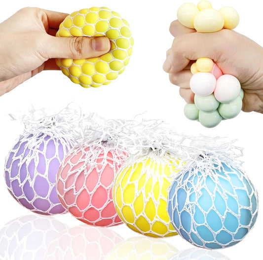 Pastel grape mesh squishy ball 4 pack squeeze stress toy