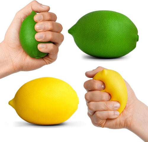 Realistic lemon and lime squishy stress balls