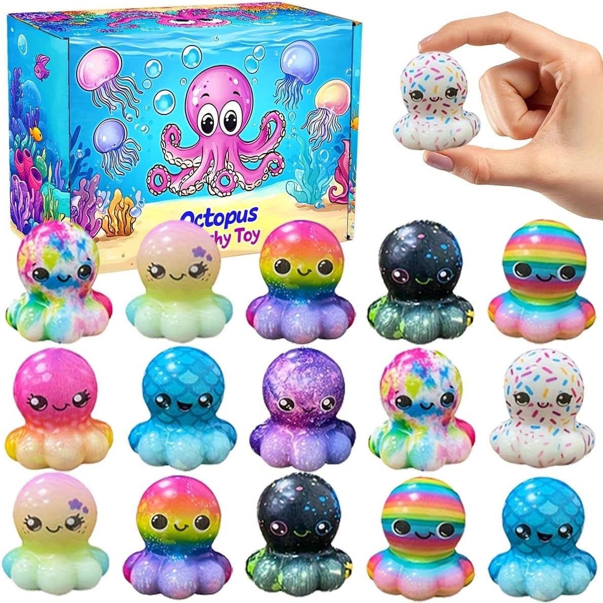 Galaxy marble octopus squishy 24 pack bulk