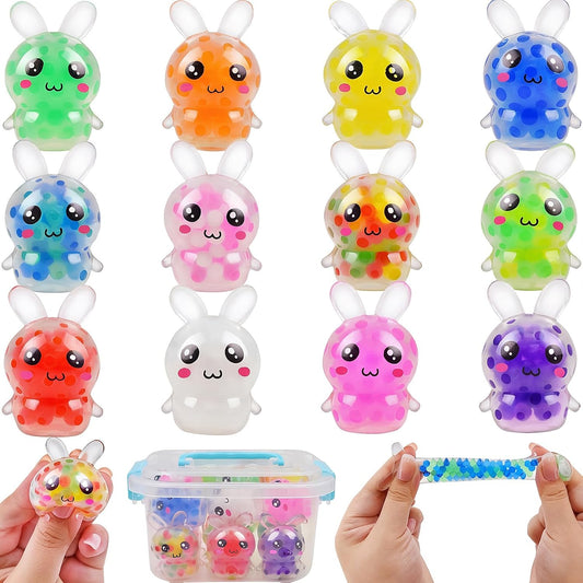 Mini bunny squishy 12 pack water bead squeeze sensory toy
