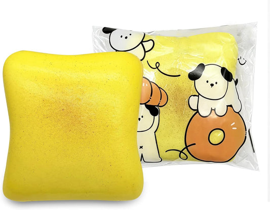 Golden butter bread squishy toast slice squeeze toy