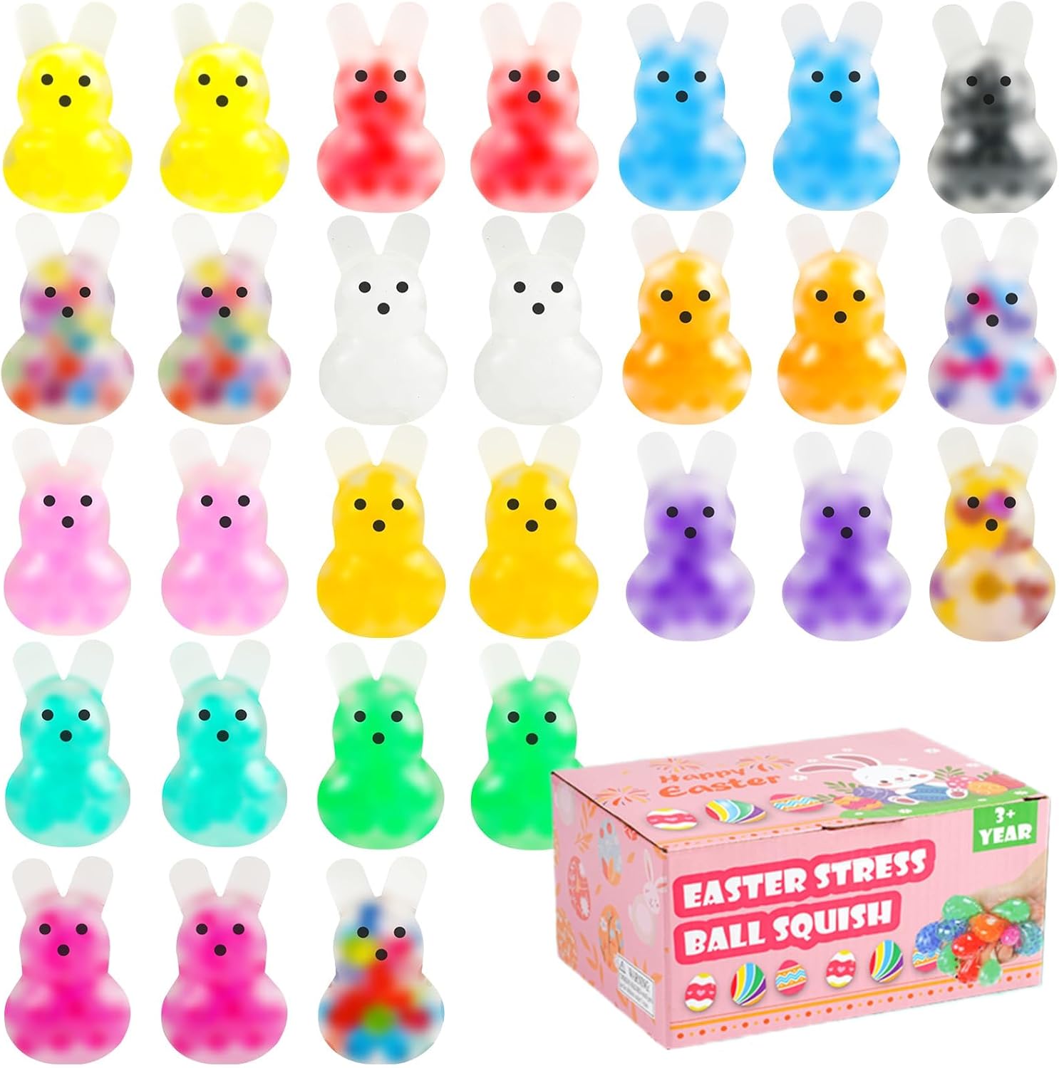 Soft bunny squishy 28 pack bulk squeeze party favor toy