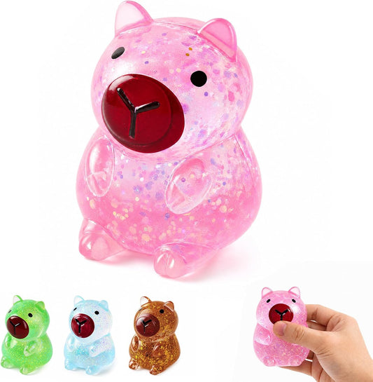Bubblegum pink capybara squishy slow rising sensory squeeze toy