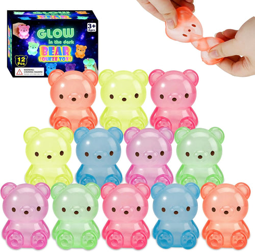 Glow in the dark pastel bear squishy 12 pack set