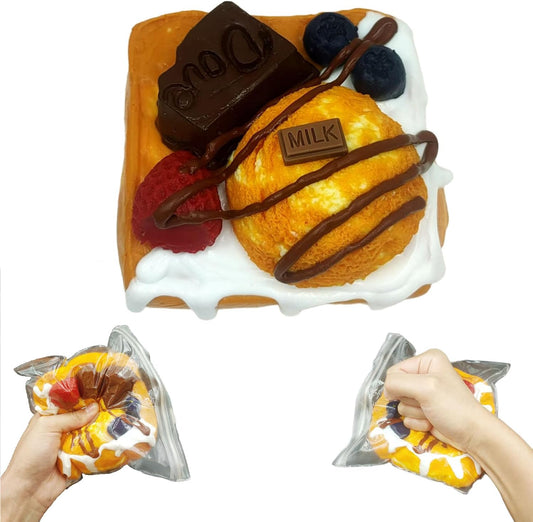 Loaded chocolate squishy cream toast with cookie and strawberry