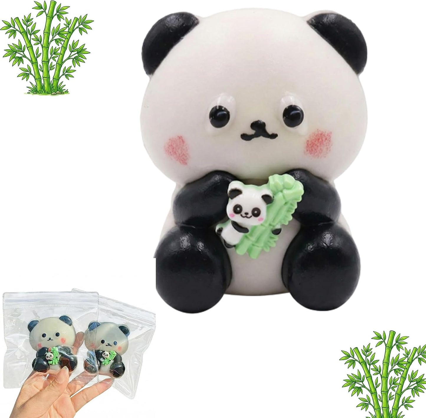 Mama panda squishy holding a baby panda