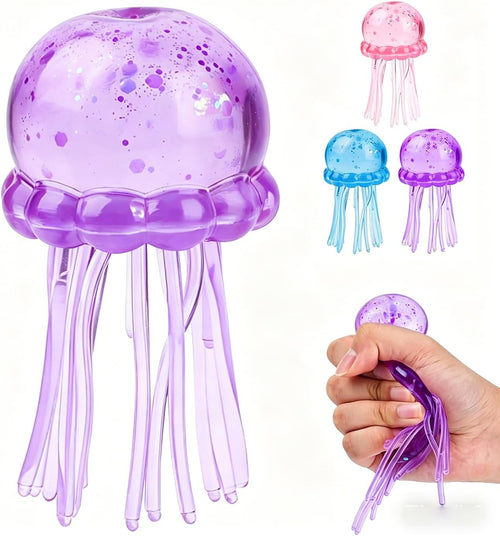 Glitter purple jellyfish squishy squeeze stress relief toy
