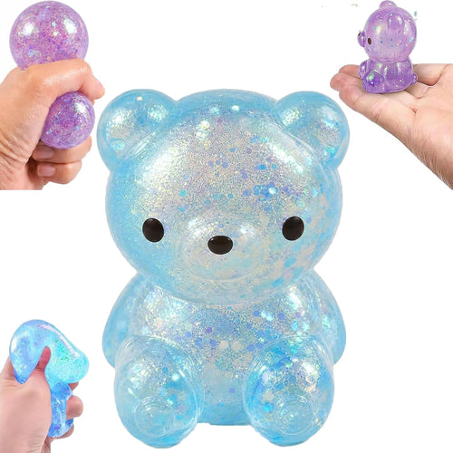 Jumbo blue glitter bear squishy squeeze toy