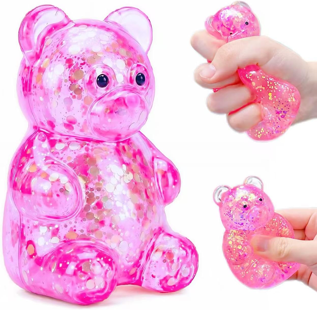Pink glitter bear squishy sparkly slow rising squeeze toy