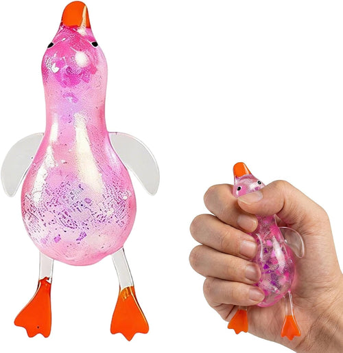 Pink glitter duck squishy sparkly squeeze stress toy