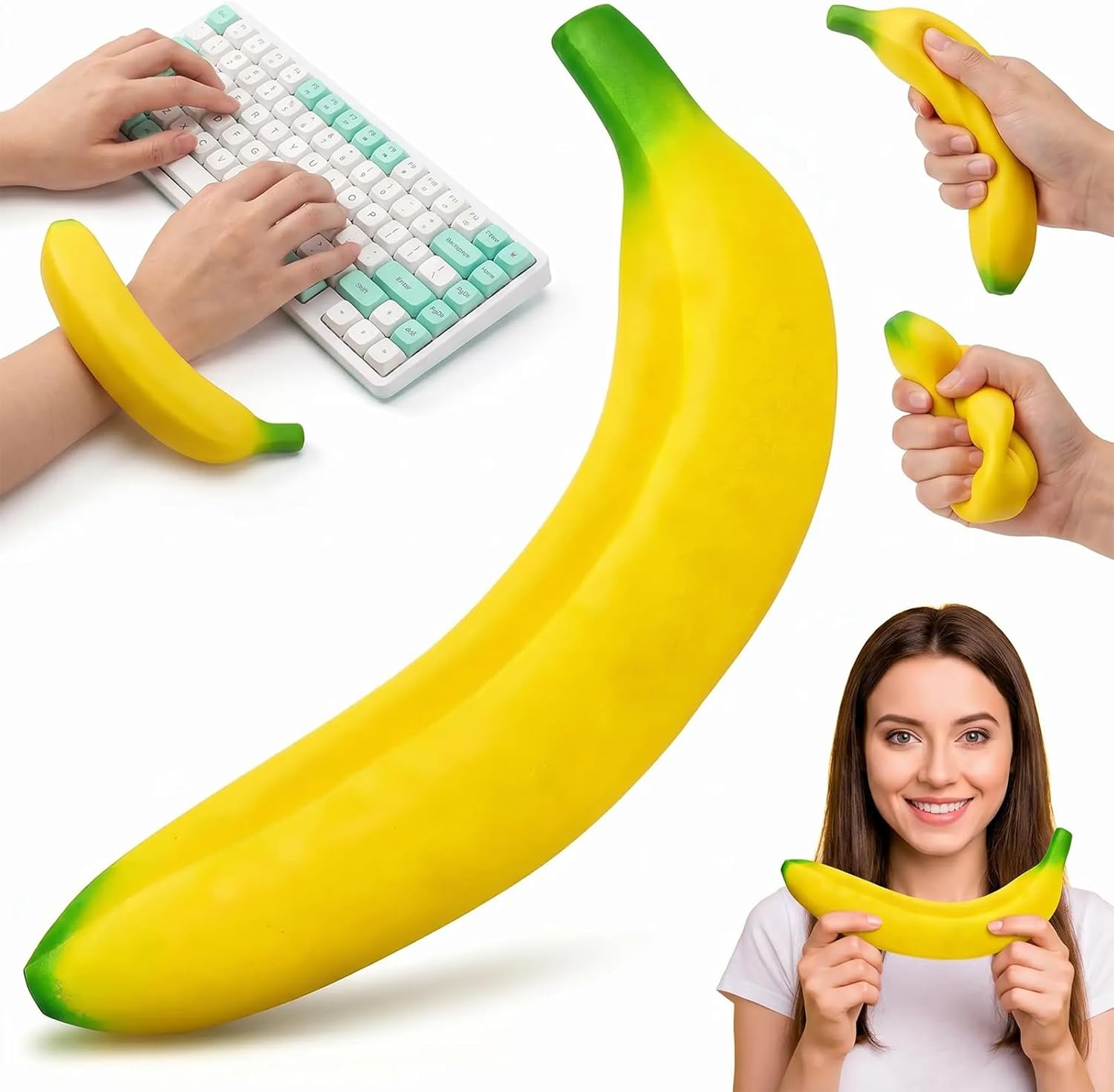 Jumbo banana squishy soft slow rising squeeze stress relief toy