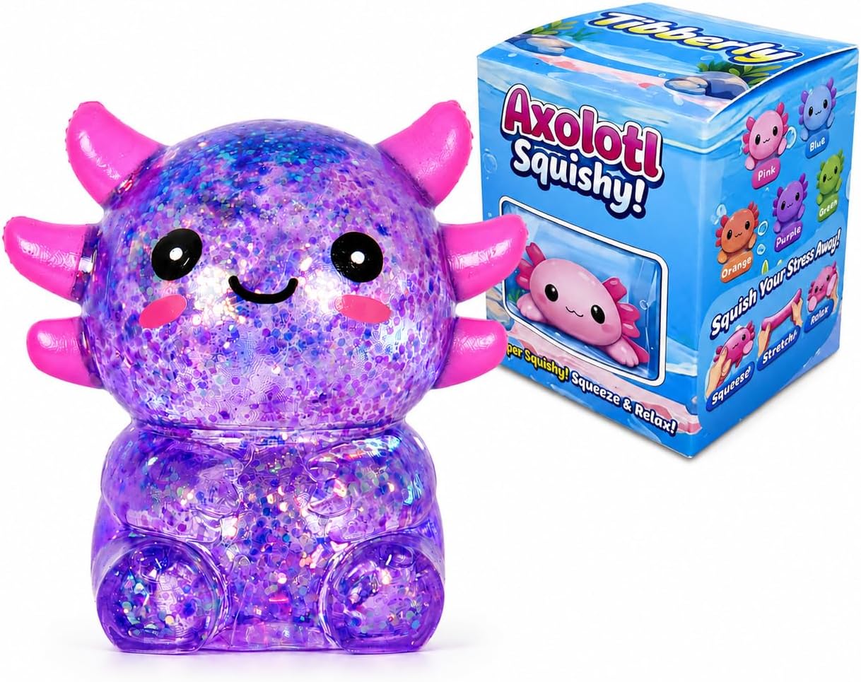 Galaxy purple axolotl squishy soft squeeze stress toy