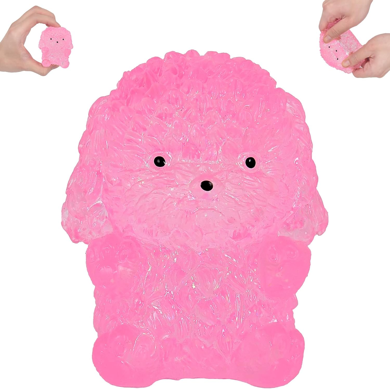 Pink glitter poodle dog squishy fidget toy