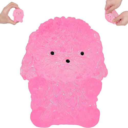 Pink glitter poodle dog squishy fidget toy