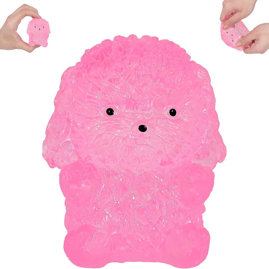 Pink glitter poodle dog squishy fidget toy