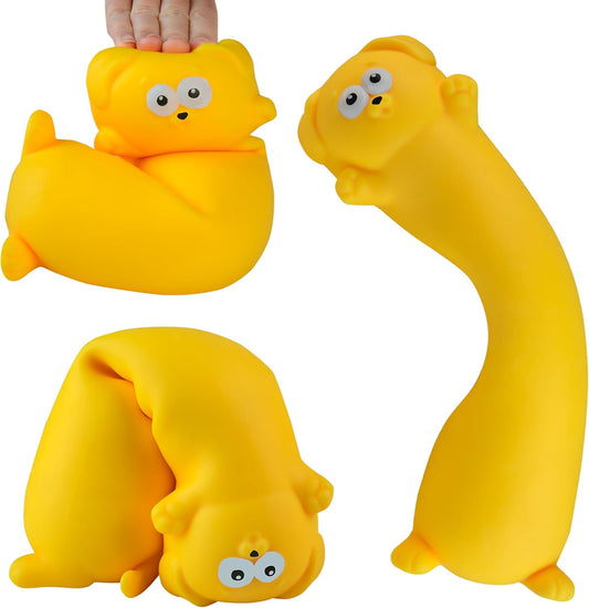 Giant yellow stretchy dog squishy that pulls long