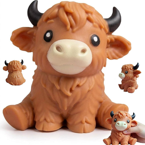 Cuddly 6 inch brown highland cow squishy slow rising toy