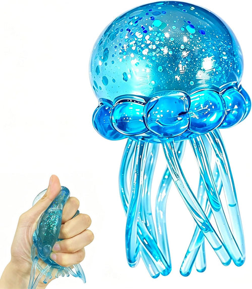 Ocean blue glitter jellyfish squishy squeeze sensory toy