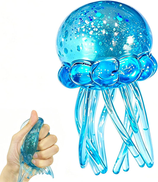 Ocean blue glitter jellyfish squishy squeeze sensory toy