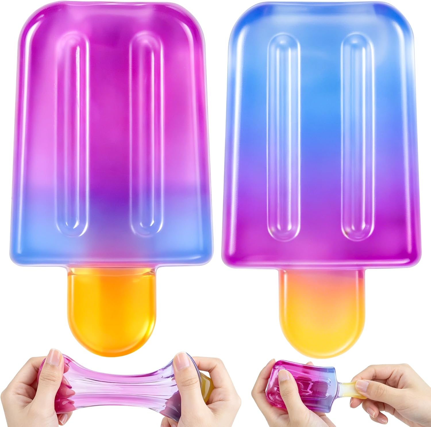 Two pack purple and blue popsicle ice cream squishy toys