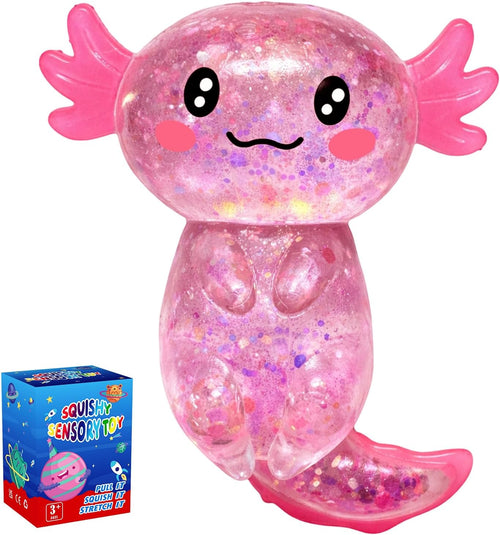 Bubblegum pink axolotl squishy stretchy stress ball