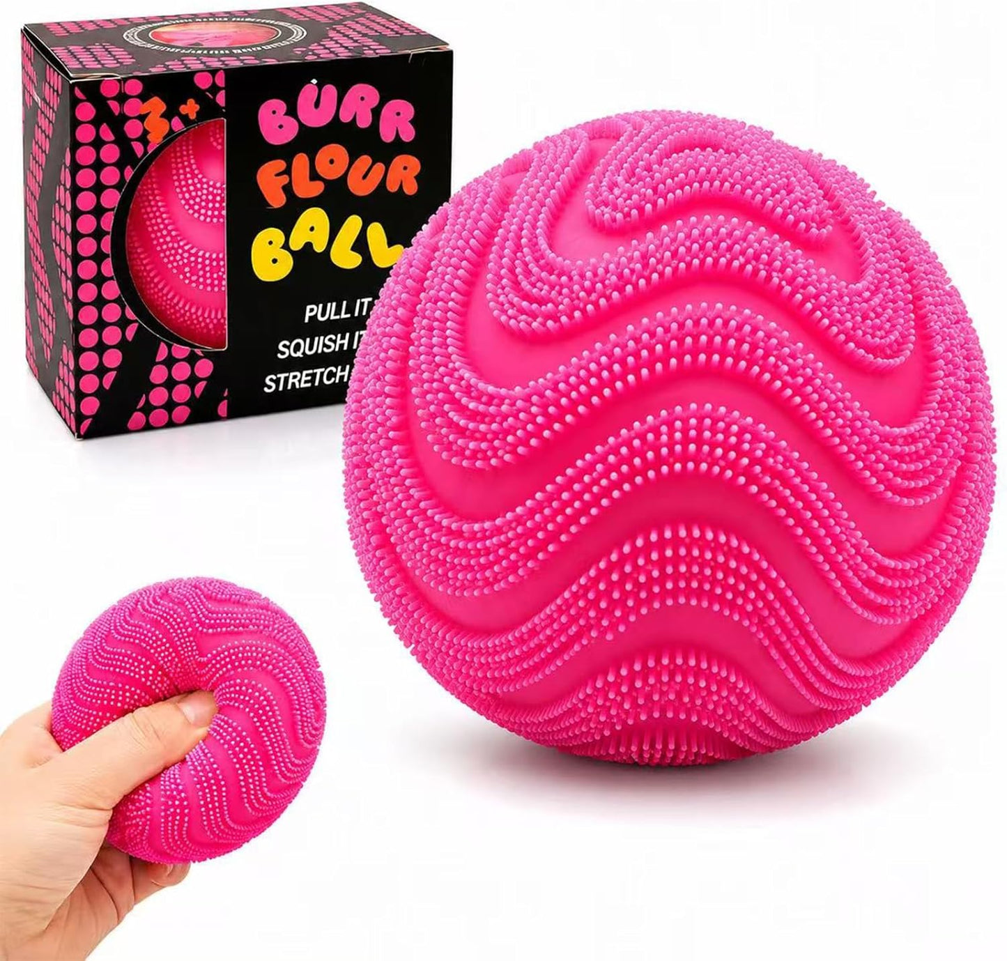 Pink fuzz bumpy squishy stress ball squeeze sensory toy