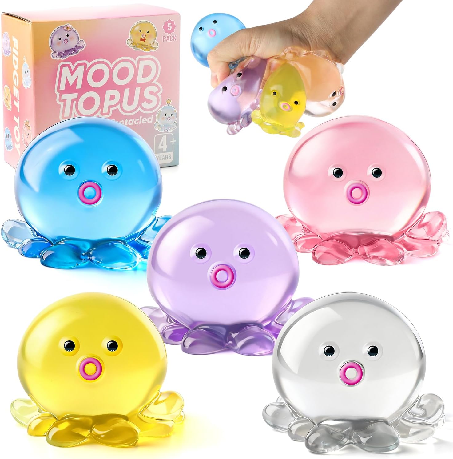 Jelly octopus squishy 5 pack slow rising mood fidget toy