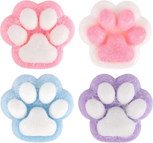 Fuzzy pastel cat squishy paw four pack